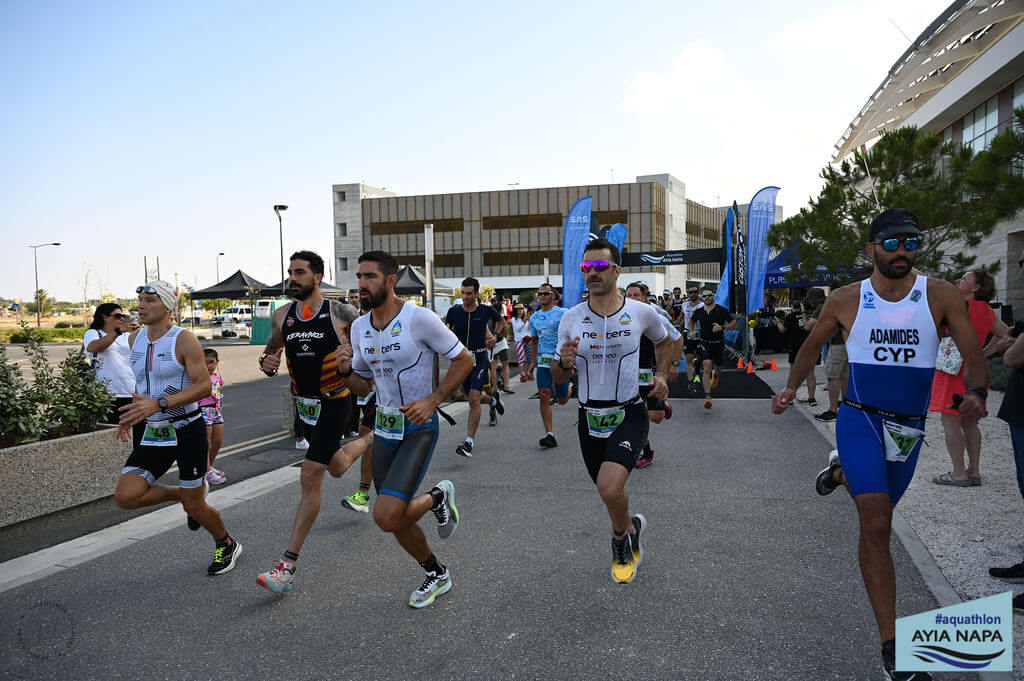 Sports massage - beginning of the ayia-napa race in aquathlon