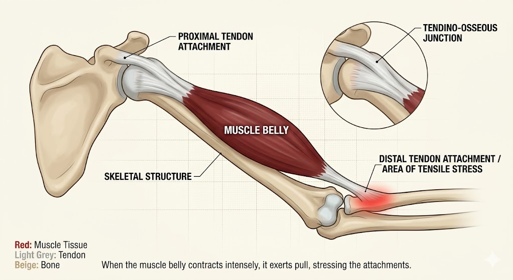 Anatomy of a muscle and tendon attachment